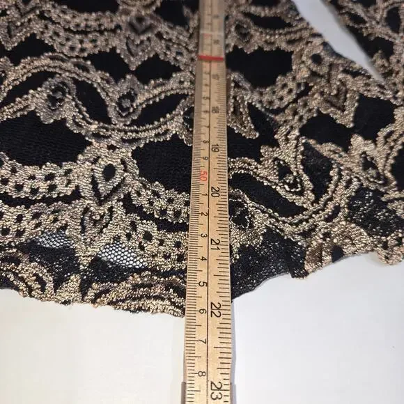 Alt B Womens Small Peplum Top Metallic Lace Romantic Soft Glam Dark Feminine - Picture 7 of 11